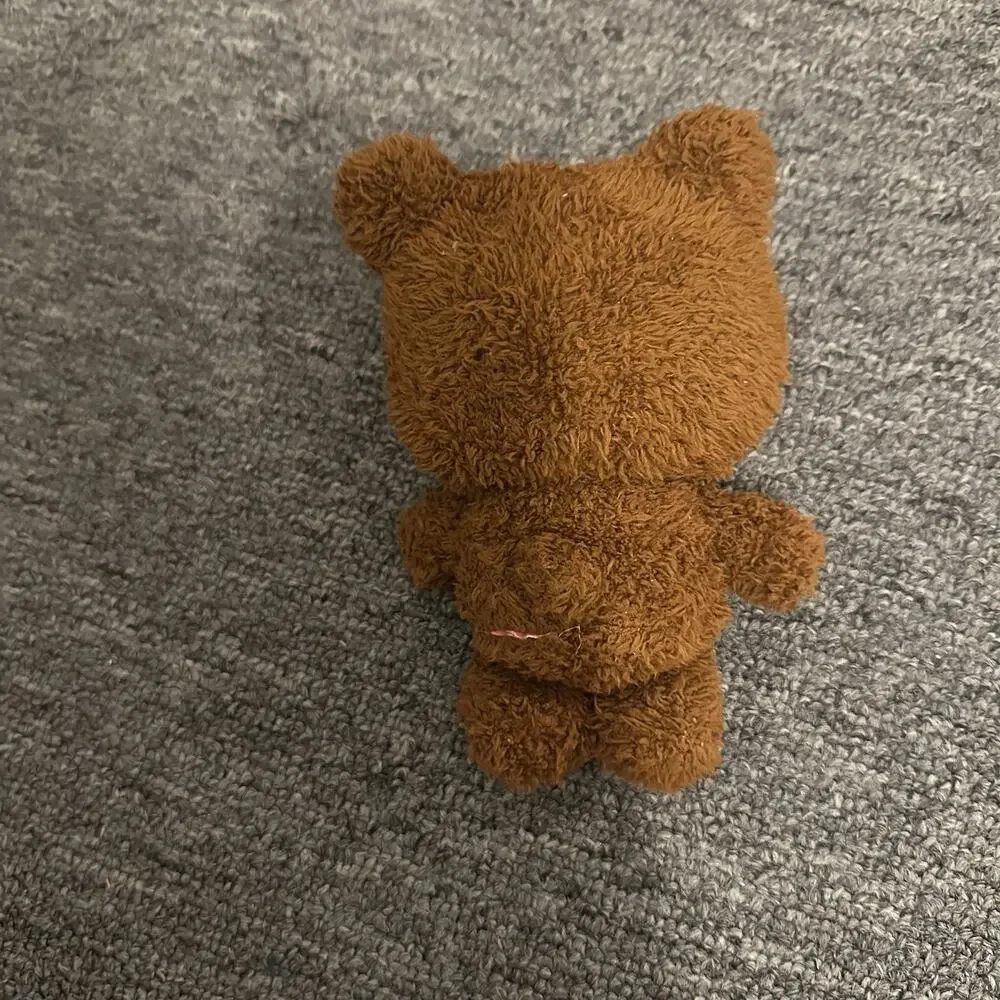 Hello Kitty Plush Cat In Brown Fuzzy Teddy Bear Outfit Sanrio Stuffed Animal 6”